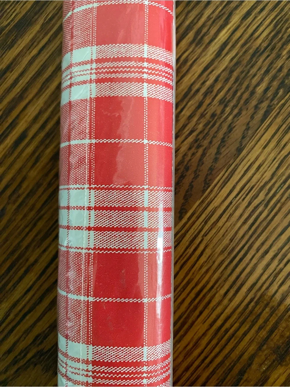 NOS Vintage Magic Cover Red Plaid Self Adhesive Vinyl Shelf Liner Roll Set of 2